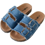 Women's Comfort Flat Sandals Double Buckle Adjustable Straps